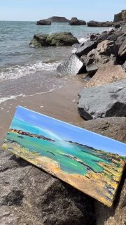 Glue on my painty fingers, warm sand, salt air, and blue sky. What’s not to remember…. 
🌊🌊🌊
This little coastal piece came to life right there on a beach in Brittany — a moment to remember, of liberation, pure play and presence.
🌊🌊🌊
Finger painting with glue, scattered sand just leapt onto the canvas - memory crystals and the sea breeze finished the rest. Atlantic Coastal memory, Western Shores …sometimes the making is as lovely as the piece itself. 

#CoastalArt#TexturedPainting#BeachsidePainting #AcrylicOnCanvas #ArtInspiredByNature#PaintingWithTexture#SeasideMemories #SmallWorksOfArt #BrittanyBeach#ArtWithFeeling #MomentsInPaint #CreativeRituals#westcoastbestcoast